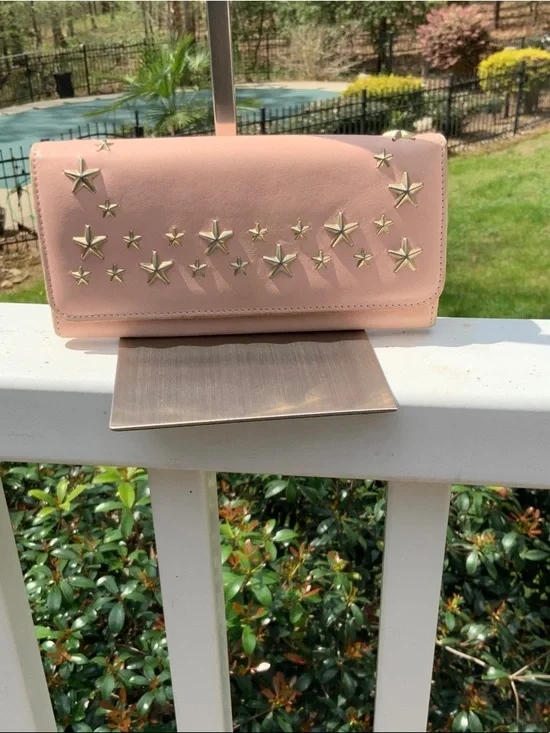 Jimmy Choo Blush Pink Star-Studded Leather wallet - Picture 2 of 16